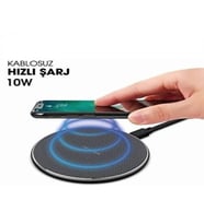 Paleon 10W Süper Kablosuz Hızlı Şarj Cihazı Wireless Charger Pad (Siyah)