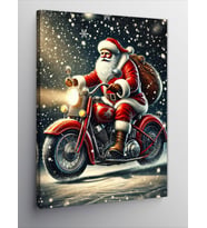 Kanvas Tablo Noel Baba Motosiklette