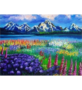 Baharın Müjdesi Sayılarla Boyama Seti(40x50 cm Tuval Şasesine Gerili)