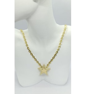 Yıldız Uçlu Hasır Zincir Gold Kolye (45+5 cm)