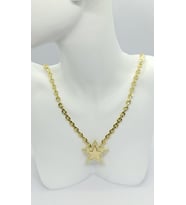 Yıldız Uçlu Hasır Zincir Gold Kolye (45+5 cm)