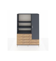 Hyperion Dolap 7 Raflı 6 Çekmeceli Tek Kapaklı  132x44x195 Antrasit-Antrasit/Çam