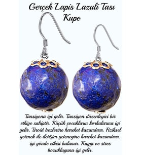 Sertifikalı Lapis Lazuli Taşı Doğal Taş Küpe - Afganistan (Çok Renkli)