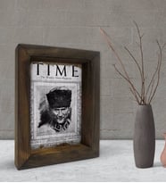 BK Gift Atatürk Tasarımlı Dekoratif Doğal Masif Ahşap Çerçeve 15x20cm-30 (Beyaz)