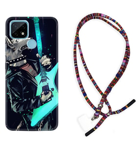 Realme C11 C21 C21Y C25Y C11 2021 Kılıf Boyun Asklı Rasta Silikon Dog Guitar 1789