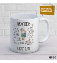 Kişiye Özel Meslek Temalı Kupa  İsimli & Fotoğraflı Premium Hediye Bardak Arkeolog