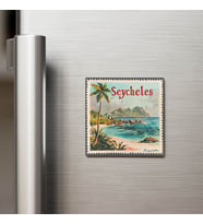 Seyşeller Seychelles - Posta Pulu Temalı Ülke - Baskılı Buzdolap Magneti Kare - 9x9 cm