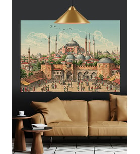 İstanbul Tarihi Şehir Dekoratif Kanvas - Mdf Ahşap Tablo