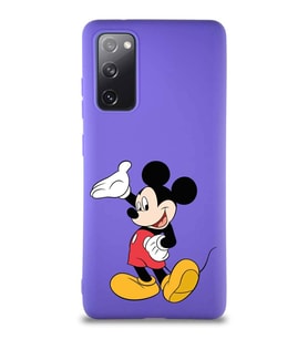 Samsung Galaxy S20 FE Soft Premier Kapak Mickey Mouse-C Tasarımlı Silikon Kılıf - Mor (Şeffaf)