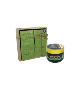 Bitkiselce El Yapımı Aloe Vera Sabunu 450 gr. 4 kalıp sabun + Aloe  Vera Saç Bakım Kremi 250 ML
