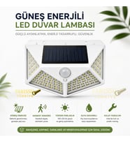 100 LED Solar Hareket Sensörlü Dış Mekan Bahçe Lambası (2 Adet)