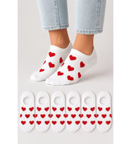 Kadın Dikişsiz Soft Pamuk Kalp Desenli 6'lı Sneakers Çorap