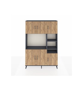 Arges Dolap 10 Raflı 6 Kapaklı 132x30x195 Antrasit-Çam/Antrasit