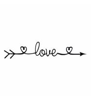 Oklu Love Yazısı Duvar Sticker Siyah 20x5 cm
