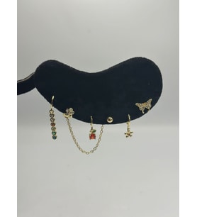 Çok Renkli Detay Set Küpe (Çelik)