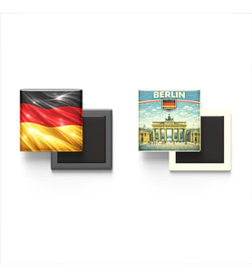 Buzdolap Magnetleri - Almanya Bayrağı ve Berlin Retro Tema - 2'li Set Magneti