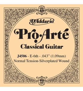 D'Addario J4506 Pro-Arte Klasik Gitar Tek Teli - E/Mi Notası (Aksesuar)  Normal Tansiyon (Normal Tension), Gümüş Kaplama Sargı ve Berrak Ton Karakteri