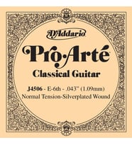 D'Addario J4506 Pro-Arte Klasik Gitar Tek Teli - E/Mi Notası (Aksesuar)  Normal Tansiyon (Normal Tension), Gümüş Kaplama Sargı ve Berrak Ton Karakteri