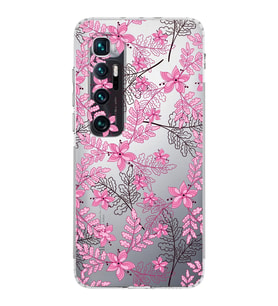 Xiaomi  Mi 10 Ultra  Kamera Korumalı Kapak Floral Pembe Tasarımlı Şeffaf  Kılıf
