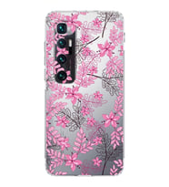 Xiaomi  Mi 10 Ultra  Kamera Korumalı Kapak Floral Pembe Tasarımlı Şeffaf  Kılıf