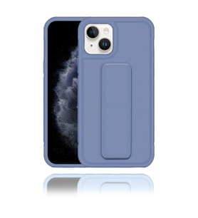 Apple IPhone 13 Mini Uyumlu Mat Mavi Yumuşak Silikon Standlı Tutacaklı (Tutamaçlı) Telefon Kılıfı