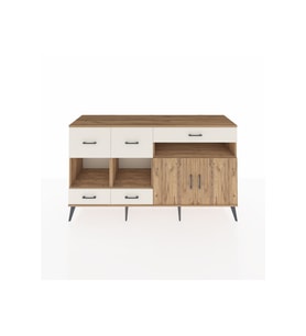 Kronos Konsol 4 Raflı 5 Çekmeceli 2 Kapaklı 176x59x99 Çam-Çam/Aytaşı