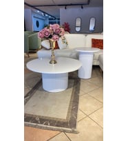 Most Bohem Beyaz Orta Sehpa 2'li Set %100 Ahşap 85 Cm. Çap (EVİNİZE TESLİM) (Pamuk Beyaz)