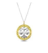 ?Gümüş Gold Terazi Burcu Kolye