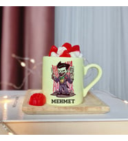 Joker Tasarımlı Kişiye Özel Sarı Türk Kahvesi Fincanı