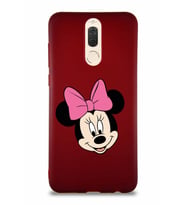 Huawei Mate 10 Lite Soft Premier Kapak Minnie Mouse-C Tasarımlı Silikon Kılıf - Mürdüm (Şeffaf)