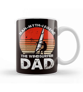 Man Myth Legend Windsurfer Dad Windsurfing Surfboard Wave Kupa Bardak Porselen
