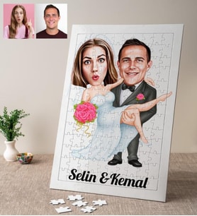 Gelin Damat Karikatürlü Özel Kişiye Özel Puzzle