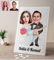 Gelin Damat Karikatürlü Özel Kişiye Özel Puzzle