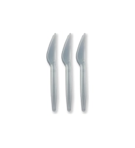 Gri Renk Lüks Plastik Bıçak 25 Adet TG-V 12655
