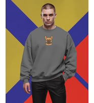 Fransız Bulldog Baskılı Unisex Sweatshirt – Minimal Köpek Tasarımı (Füme)