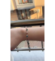 Kadın Gümüş Renk Prenses Kesim Renkli Zirkon Taşlı Bileklik 18 CM
