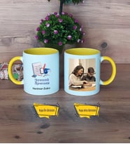 Matematik Öğretmeni Kupa Bardak Sarı Fotoğraflı Öğretmenler Günü Hediyesi