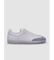 %100 Hakiki Deri Beyaz - Mavi Süet Bağcıklı Erkek Sneaker