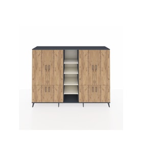 Hyperion Dolap 14 Raflı 8 Kapaklı 220x44x163 Antrasit-Çam/Aytaşı