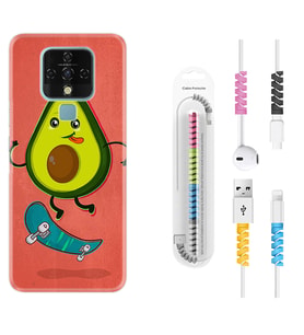 Tecno Camon 16 18P Pova 3 Pova Neo Kılıf Kablo Koruma Spiral Silikon Avokado Skate 1741