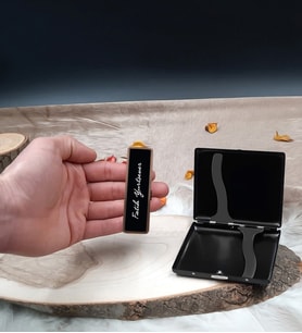 Elektronik Alevsiz USB Şarjlı Çakmak & Metal Siyah Tabaka Hediye Seti