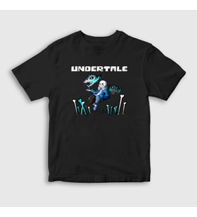 Presmono Unisex Çocuk Siyah Bones Undertale T-Shirt 31913tt