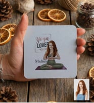 Kişiye Özel Karikatürlü Yoga Lover Meditasyon Bardak Altlığı Doğum Günü Hediyesi