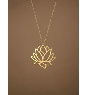 24 Ayar Has Altın Kaplama Lotus Çiçeği Gümüş Kolye