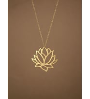 24 Ayar Has Altın Kaplama Lotus Çiçeği Gümüş Kolye