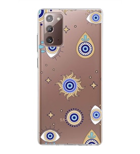 PrintiFy Samsung Galaxy Note 20 ile Uyumlu 1mm Slim Fit Nazar Boncuğu 5 Baskılı Şeffaf  Kılıf