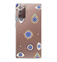 PrintiFy Samsung Galaxy Note 20 ile Uyumlu 1mm Slim Fit Nazar Boncuğu 5 Baskılı Şeffaf  Kılıf