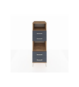 Kronos Dolap 2 Raflı 4 Çekmeceli 44x59x134 Çam-Antrasit