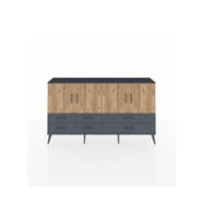Arges Konsol 6 Raflı 6 Çekmeceli 4 Kapaklı 176x30x99 Antrasit-Çam/Antrasit