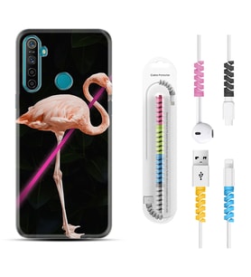 Realme 5i 5 Pro 6i 7 Pro 8 Kılıf Kablo Koruma Spiral Silikon Line Filamingo 1776